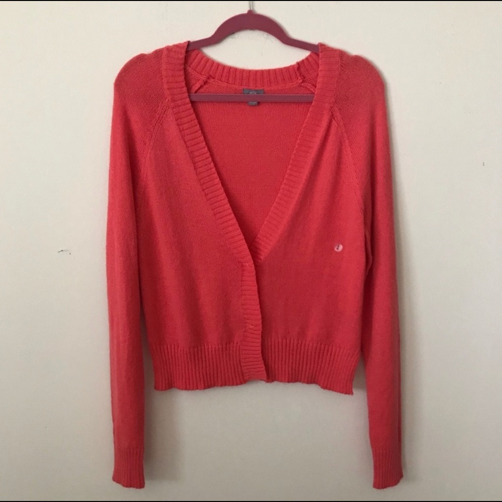 Aerie Long Sleeve Coral V-Neck Cardigan NWOT